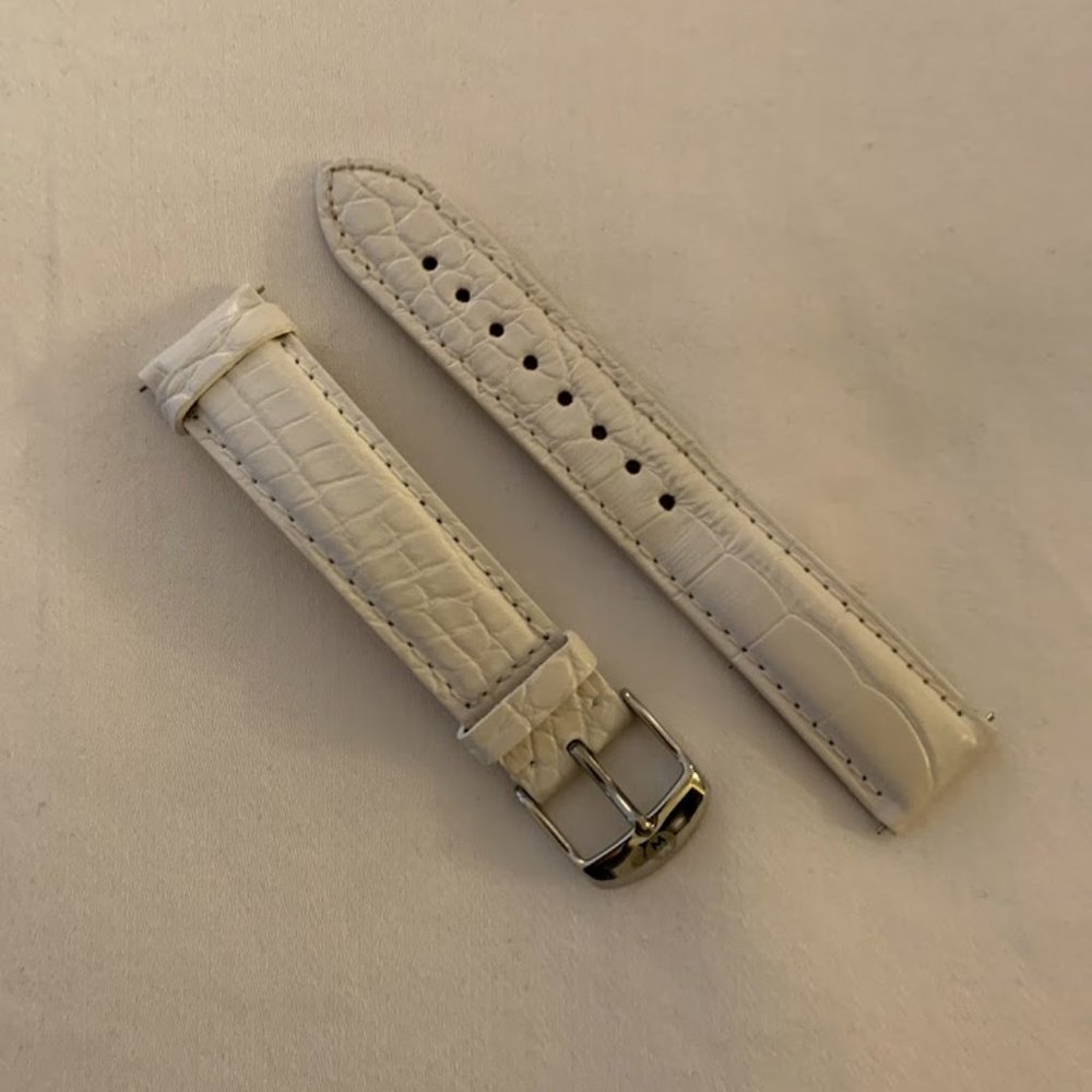 MICHELE Watch Band - 18mm White Alligator Leather